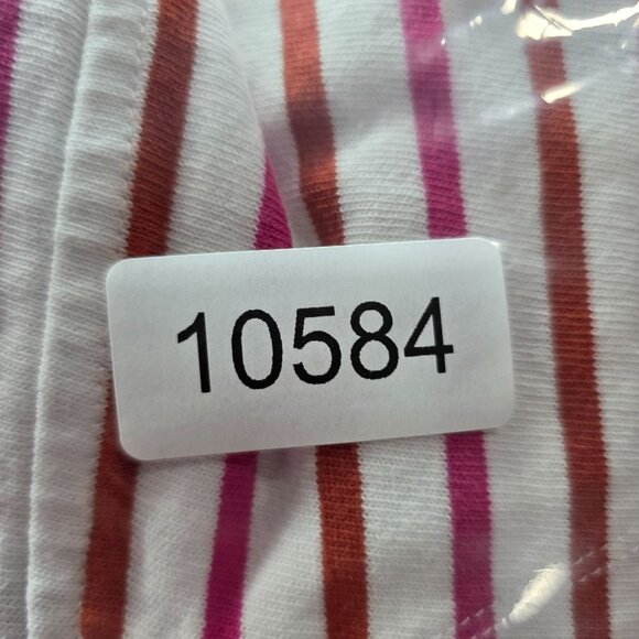 Womens J.Crew Pink Orange White Striped Hooded Pullover Sweatshirt Cotton Size L - Picture 7 of 7